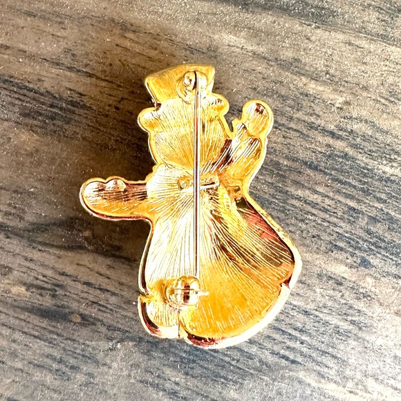Monét Snowman Pin Brooch FROSTY Gold Tone Crystal Rhinestones Enamel Holiday Pin - Picture 7 of 8